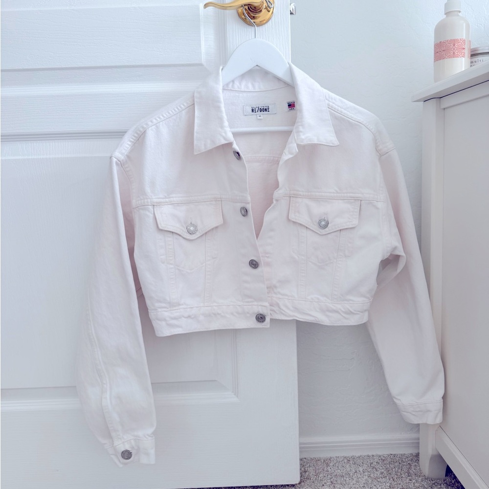 Re/done x Solid and Striped white denim jacket cropped - xs